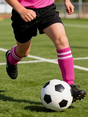 Gnodio Kids Soccer Shin Guards and Socks Youth Soccer Shin Pads Protective Defender Gear for 3-12 Years Old Toddler Children Teen Boys Girls Hot Pink S — view 5
