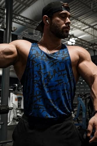 Jed North Men's Graphic Bodybuilding Tank Tops Gym Stringers Racerback,NavyGraffiti,XXX-Large — view 2