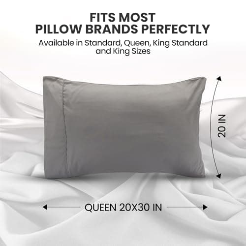 Pillow Covers by Utopia Bedding - Queen Size 2-Pack – Soft Brushed Microfiber – Perfect for Hospitals, Hotels, Guest Rooms – Oeko-TEX Certified, 20x30 Inches (Grey)