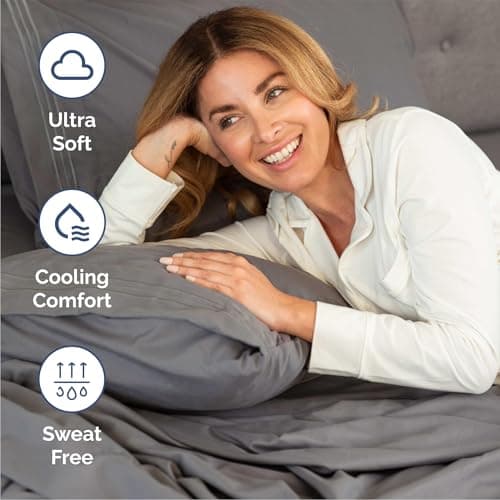 Queen Size 4 Piece Sheet Set - Comfy Breathable & Cooling Sheets - Hotel Luxury Bed Sheets for Women and Men - Deep Pockets, Easy-Fit, Soft and Wrinkle Free Sheets - Dark Grey Oeko-Tex Bed Sheet Set — view 3
