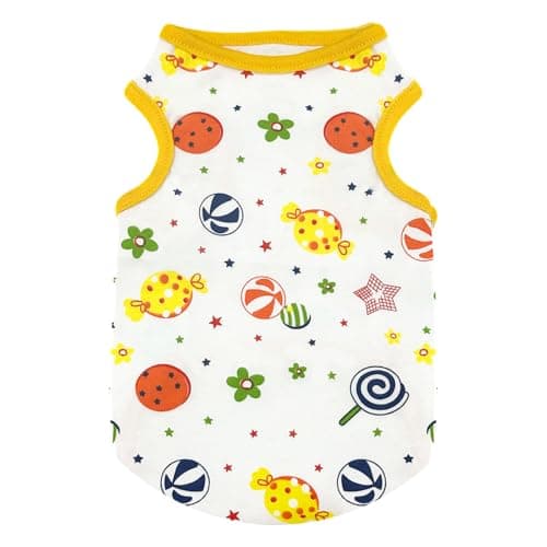 PETCARE Cartoon Dog Shirts for Small Dogs Cute Dog Clothes Yellow Lollipop Tshirt Soft Cotton Puppy Pajamas Breathable Sleeveless Pet Tank Top Spring Summer Dogs Clothes for Chihuahua Yorkie Shih Tzu — view 8