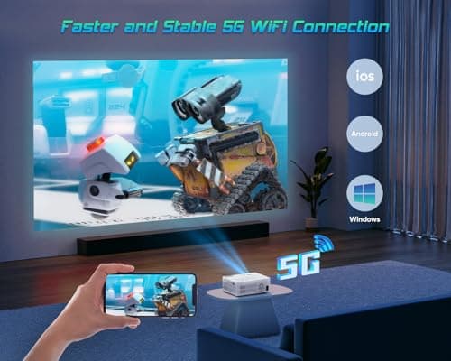TMY Projector with WiFi and Bluetooth【80" screen included】Native 1080P Outdoor Projector, 4K Supported Portable Projector, Compatible with iOS/Android/PC/TV Stick/HDMI/USB, Indoor Outdoor Use — view 5