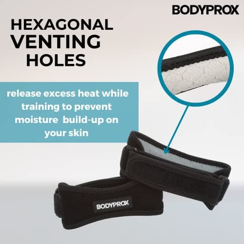 BODYPROX Patella Tendon Knee Strap 2 Pack, Knee Pain Relief Support Brace Hiking, Soccer, Basketball, Running, Jumpers Knee, Tennis, Tendonitis, Volleyball & Squats