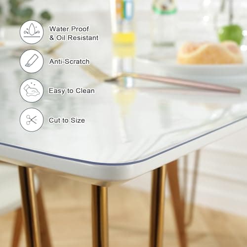 LovePads Clear Table Cover Protector 36 x 60 Inch, 1.5mm Thick Plastic Table Cover, Table Protector for Dining Room Table, Waterproof Vinyl Tablecloth Table Pad Mat for Kitchen, Dresser, Writing Desk — view 2