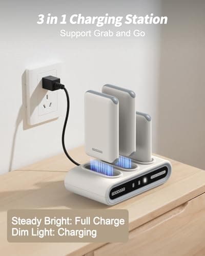 GOODaaa Portable Charger, 3-Pack 10000mAh Slim Power Bank Built in Cables, 3 Outputs 1 Inputs Family Power Hub for All Mobile Devices, Charging Station Set Includes 140 DlY Stickers, for Home,Office — view 4