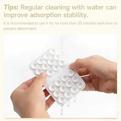 Upgraded Double Sided Silicone Suction Cup Phone Case Mount, Sticky Phone Grip Holder for Hands-Free Selfes & Videos, Reusable Silicone Phone Suction Grip for iPhone & Android, White — view 6