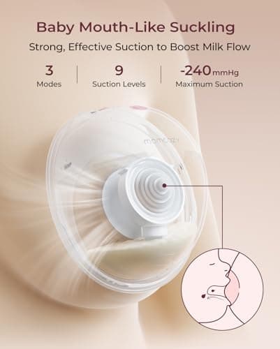 Momcozy M5 Lite Hands-Free Wearable Breast Pump, DoubleFit Flange for Baby-Like Comfort, 3 Modes & 9 Suction Levels, No Flange Insert or Hard Carry Case, 24mm, 2-Pack, Cozy Red — view 3