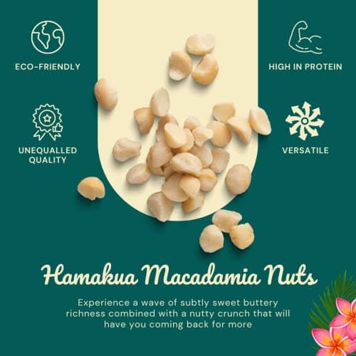 Hamakua Macadamia Nuts - Unsalted Hawaiian Grown Dry Roasted Half and Whole Macadamias without Salt - Natural Eco-Friendly Large Macadamia Nuts (10 oz Pouch) — view 3