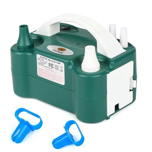 NuLink Balloon Pump Electric Portable Dual Nozzle Air Pump for Balloons Blower Pump Inflator for Decoration, Birthday Party [110V~120V, 600W, Dark Green]