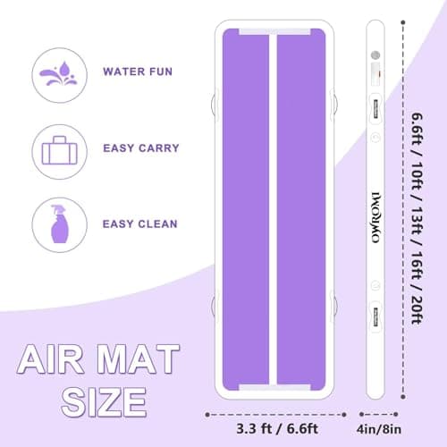 Tumble Track Mats for Gymnastics, Kids Air Gymnastics Mats for Tumbling Thick Inflatable Gymnastics Tumbling Track Mat 6.6/10/13/16.4/20ft Training Tumbling Mat with Electric Pump for Home/Water Fun — view 3