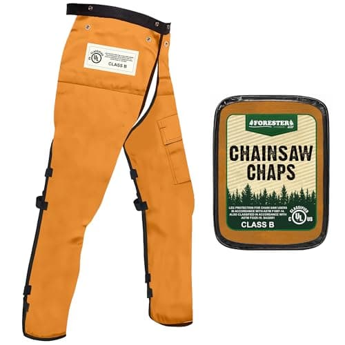 FORESTER Chainsaw Chaps for Men & Women | Apron Style Men's Chain Saw Chaps with Pocket & Adjustable Waist | Chainsaw Safety Equipment | Orange 37"