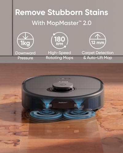 eufy X10 Pro Omni Robot Vacuum and Mop with 8,000 Pa Suction, Dual Mops with 12 mm Auto-Lift and Carpet Detection, AI Obstacle Avoidance Robot Vacuum Cleaner, Self-Emptying, Self-Refilling (Black) — view 2