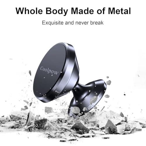 Coolpow【2 Packs Magnetic Phone Holder for Car【Strong Magnet】 Phone Holders for Your Car Phone Holder Mount【4 Metal Plate】 Universal Car Accessories for Women Men for iPhone Samsung Speakerphones — view 6