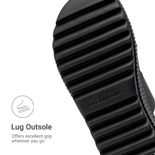 DREAM PAIRS Waterproof Slip On Platform Sandals,All Black,8 — view 6