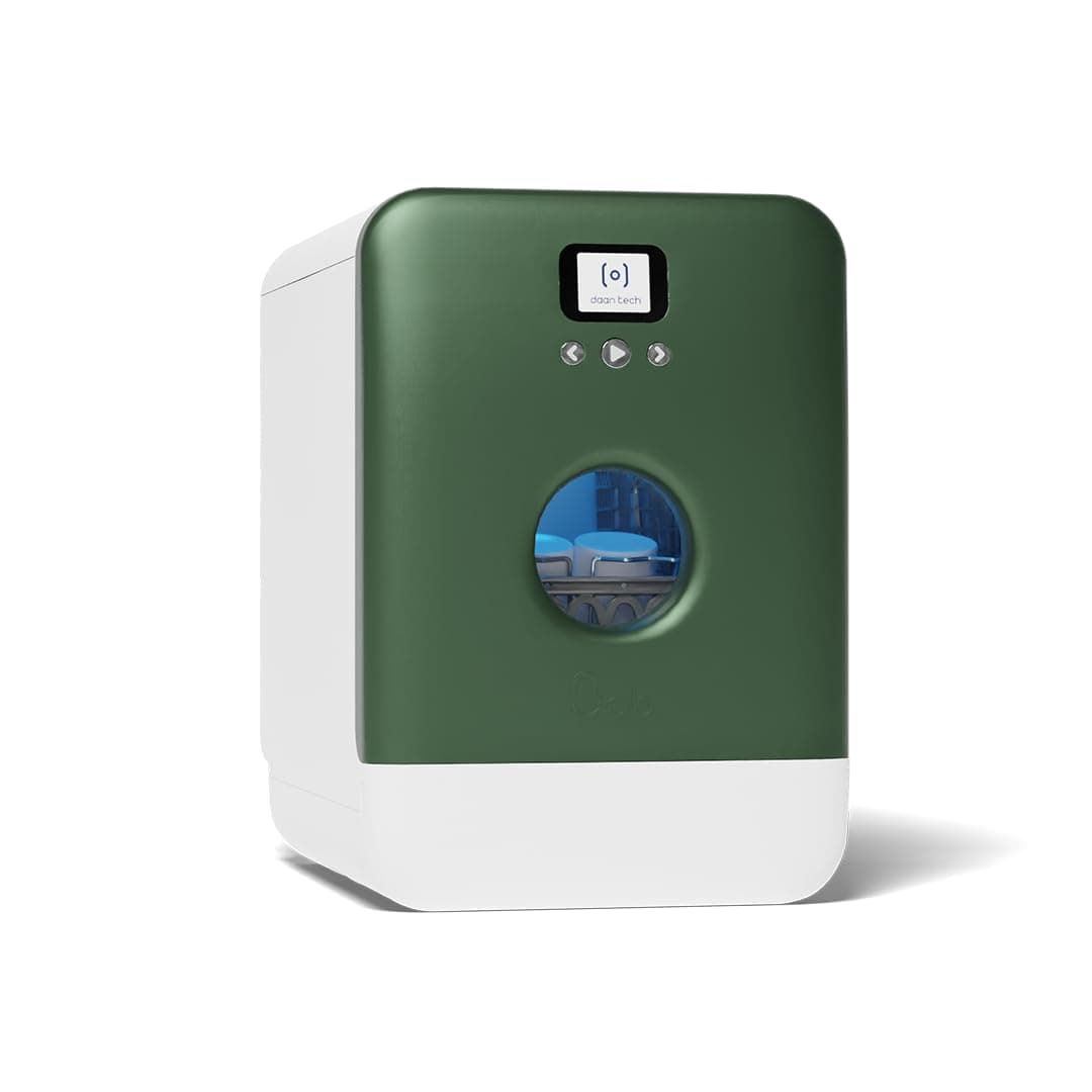 Bob - Compact Dishwasher -daily dishes of 3 people - Built-in Dishwasher - Free-standing, Integrated tank, Portable - White (Chrome green)