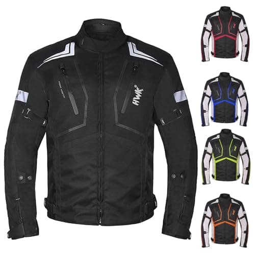 HWK Motorcycle Jacket for Men and Women Scorpion with Cordura Fabric for Enduro Motocross Motorbike Riding, All-black, Large