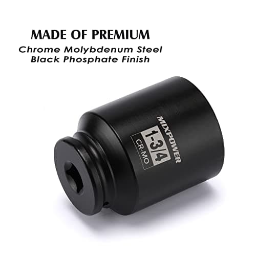 MIXPOWER 1/2" Drive Deep Impact Socket, CR-MO, 1-3/4 inch, 6 Point, Axle Nut Impact Grade Socket for Easy Removal — view 3