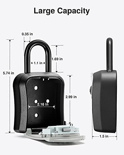 Puroma Key Lock Box, Portable Combination Lockbox Wall-Mounted Key Storage Box for House Keys, Resettable Code Safe Security Lock Box for Home, Office, Apartment Spare Key Storage (1 Pack, Gray) — view 3
