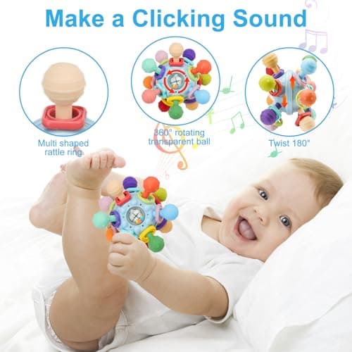 Baby Montessori Sensory Toys for 0-6 6-12 Months, Baby Teether Teething Toys for Babies 0 3 6 9 12 18 Months, Newborn Infant Learning Developmental Toys Gifts for 1 2 Year Old Boys Girls — view 3