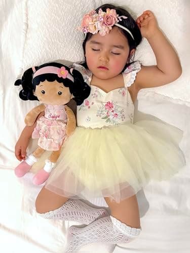 LeyaDoll Personalized Soft Baby Doll Toys (16''), My First Baby Rag Doll for 1 Year-Old Girl Birthday Gift, Christmas Plush Toys Gift for Toddler Kids Infants - Princess Petal — view 2