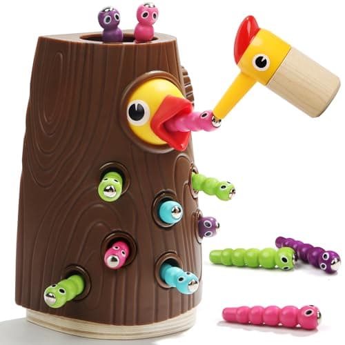 TOP BRIGHT Magnetic Pretend Play Game, Woodpecker & Worm Feeding Set, Fine Motor Skills Toy, Montessori Educational Gift for Toddlers