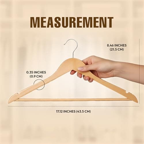 Utopia Home Premium Wooden Hangers 20 Pack - Heavy Duty & Durable Coat Hanger - Wood Hanger with 360-Degree Rotatable Hook - Clothes Hangers with Non-Slip Shoulder Notches For Shirts & Coats (Natural) — view 5