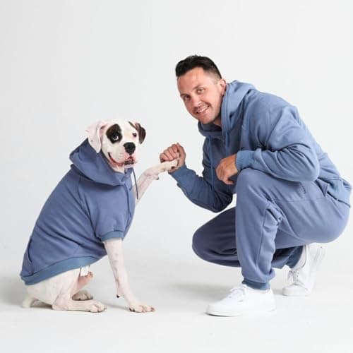 Spark Paws Dog Hoodie – Premium Dog Sweater for Small, Medium, and Large Dogs | Warm Outfits for French Bulldogs, Pitbull, Puppy, Winter Jacket Alternative - Slate Blue - 3XL — view 4