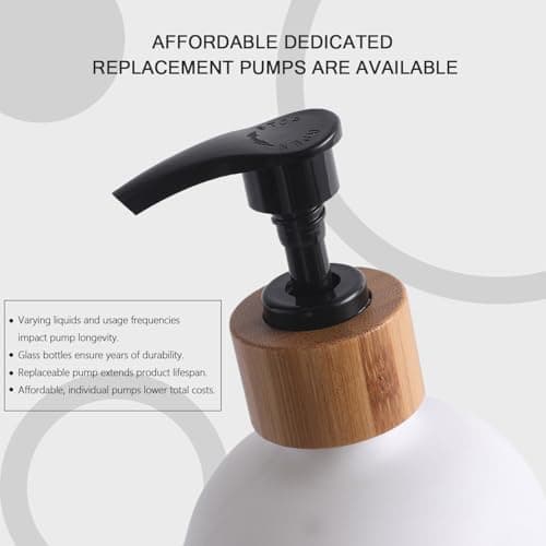 MOMEEMO Glass Soap Dispenser Set, Contains Hand Soap and Dish Soap Dispenser.Suitable for Kitchen Decor. (Black & White) — view 4
