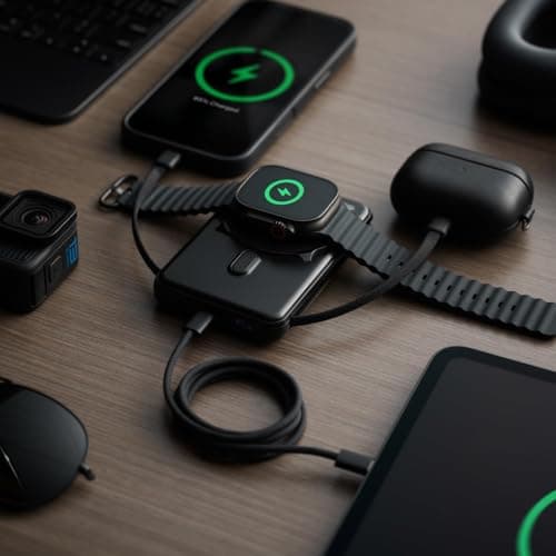 Ridge Magnetic Power Bank Battery Pack 10,000mAh - Fast Charging, Compatible with MagSafe - Portable Charger Powerbank - with Built in Cables, Wireless Charging & Magnetic Attachment (Matte Black) — view 8