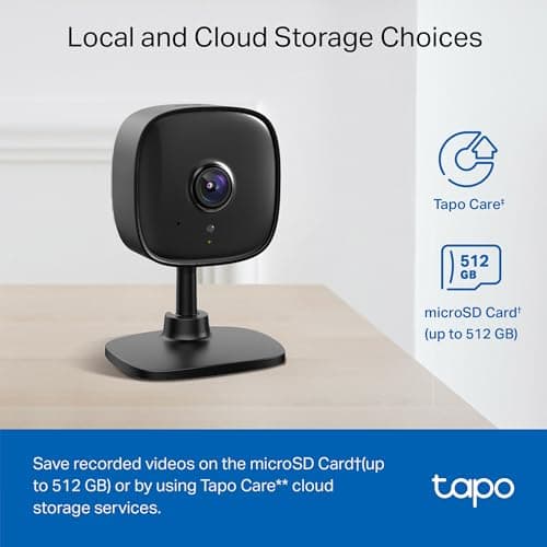 Tapo 1080P Indoor Wired Security Camera - Works as a Baby Monitor & Pet Camera, Motion Detection, 2-Way Audio, Siren, Night Vision, Subscription-Free Local Storage or Optional Cloud, C101 — view 3