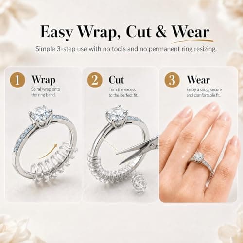 Ring Sizer Adjuster for Loose Rings – 12 Pack Invisible Ring Guards, Clear Ring Size Adjuster for Women & Men, Reduce Ring Size 0.5-1.5, Fits Bands Wide Up to 6mm/0.24inch — view 2