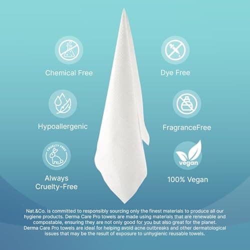 Nat.&Co. Derma Care Pro 100% USDA Biobased Material XL Towel - Professional Grade Extra Large Face Towels - Bio-Based Towel, Makeup Remover Dry Wipes, Facial Wash Cloths for Sensitive and Clean Skin — view 3
