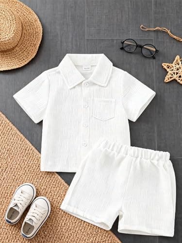 LUJENGEFA Toddler Baby Boys Clothes Summer Outfits Polo Shirt Shorts Set 2Pcs Outfit Sets for 6 Month-4T A-White 2-3 years — view 5