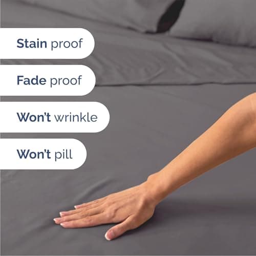 Queen Size 4 Piece Sheet Set - Comfy Breathable & Cooling Sheets - Hotel Luxury Bed Sheets for Women and Men - Deep Pockets, Easy-Fit, Soft and Wrinkle Free Sheets - Dark Grey Oeko-Tex Bed Sheet Set — view 4