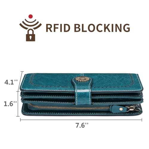 SENDEFN Wallets for Women Leather Credit Card Holder with RFID Blocking Large Capacity Wristlet — view 3