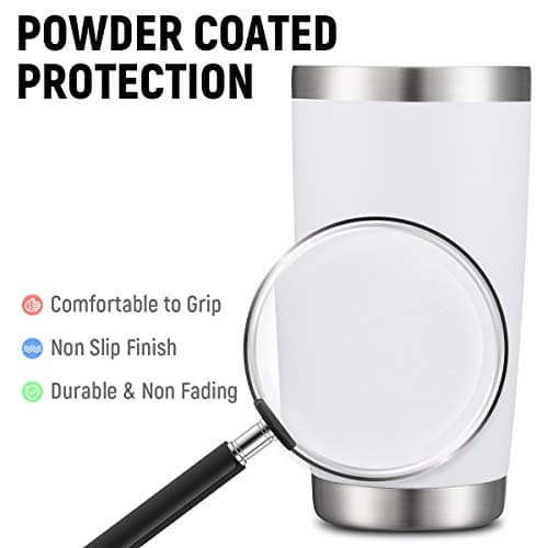 COMOOO 20oz White Tumbler Bulk Double Wall Vacuum Insulated Travel Mug Stainless Steel Coffee Mug with Lid and Straw Durable Powder Coated Insulated Coffee Cup for Cold & Hot Drinks (white,12 pack） — view 2