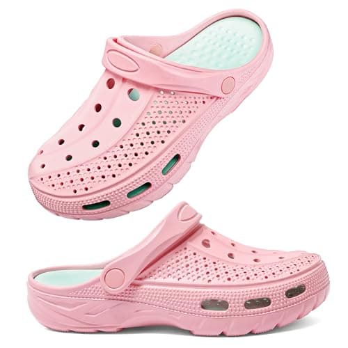 INMINPIN Women and Men Orthopedic Clogs Arch Support Garden Shoes Sandals Slippers with Plantar Fasciitis Feet Insoles,Sweet Pink,6-7 Women/4.5-5.5 Men