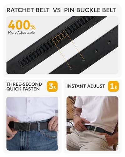 CHAOREN Mens Belt Leather Belts for Men Ratchet Belt, Customizable Fit (35mm) — view 3
