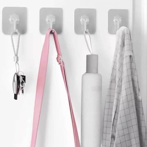 Adhesive Wall Hooks for Hanging Heavy Duty 50 lbs Large Hooks for Walls No Damage, Towel Sticky Clear Hook, Waterproof, Home, Bathroom, Kitchen, Office, and Outdoor 10 Pack — view 4