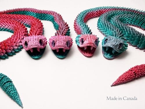 Articulated Crystal Snake – 3D Printed Flexible Snake Figurine, 58 cm (23 in) Poseable Serpent with Movable Mouth, Realistic Eyes, Fantasy Desk Decor (Ages 14+), (Rainbow) — view 2