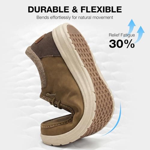 HEEZ Men's Slip On Loafers, Wide Toe Comfortable Casual Shoes for Men Lightweight, Leather Loafer Shoes for Everyday Office Work Travel — view 5