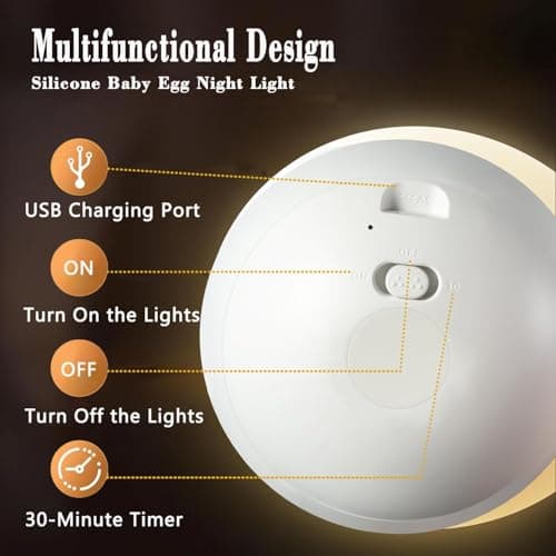AuroraNiteBeam Silicone Night Light for Kids, Egg Baby Nursery Night Lamp with 3-Level Dimming & 30-Min Timer, Portable nightlight for Kids Bedroom,Birthday Cake-Shaped Night Light — view 4