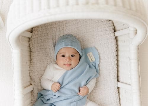 Bleu La La Baby Gift Set - Organic Cotton Newborn Blanket Essentials, Thoughtful Baby Shower & New Baby Gift for Boys & Girls (01 - Luxe - Sky Blue) — view 3