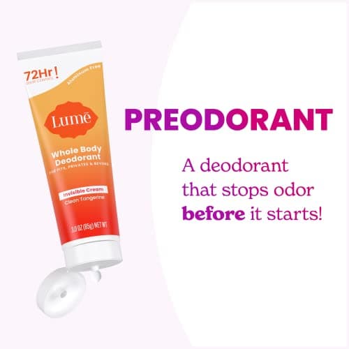 Lume Whole Body Deodorant - Invisible Cream Tube - 72 Hour Odor Control - Aluminum Free, Baking Soda Free, Skin Safe - 3.0 ounce (Clean Tangerine) — view 5