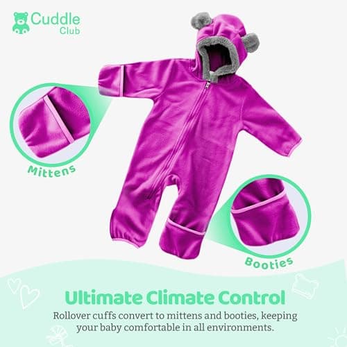 Fleece Baby Bunting Bodysuit – Infant One Piece Kids Hooded Romper Outerwear Toddler Jacket — view 2