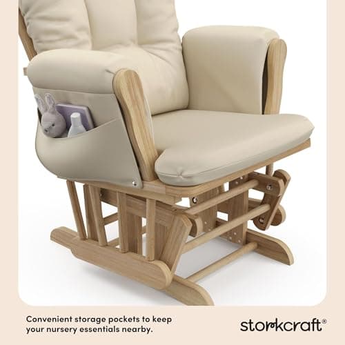 Storkcraft Premium Hoop Glider & Ottoman (Natural/Beige) — GREENGUARD Gold Certified Nursery Glider, Solid Wood Craftsmanship, Smooth-Gliding Nursery Chair and Ottoman, Award-Winning — view 5