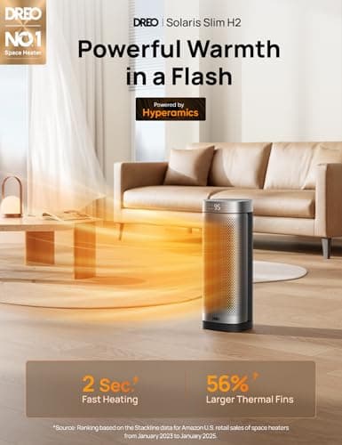 DREO Space Heaters for Indoor Use, Fast Heating Portable Heaters with Remote, Large PTC Ceramic Electric for Bedroom, 12H Timer, 70° Oscillation, Overheat Protection, 1500W Safety Heat for Home Office — view 4