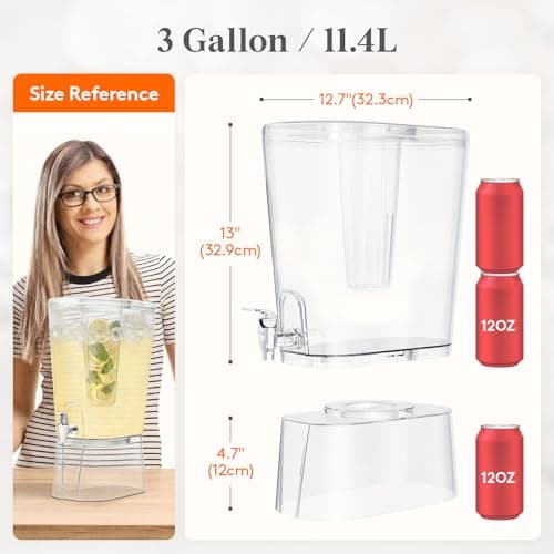 Lifewit 3 Gallon Drink Dispenser for Parties, Large Plastic Beverage Container with Fruit Infuser & Leak-Proof Spigot, BPA Free Water Pitcher for Juice/Tea/Lemonade - Ideal for Bar & Outdoor — view 2
