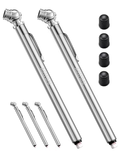 AstroAI Pencil Tire Pressure Gauge 2 Pack 10-75PSI, Calibrated to ANSI B40.1 Grade B (2%), Stainless Steel Body, Car Accessories with 3 Measurements for Cars, Bikes, Vehicles