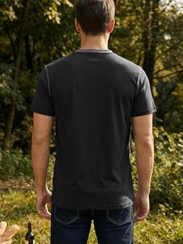 Rela Bota Mens Henley Shirts Short Sleeve Casual Summer T-Shirt Cotton Classic Crewneck Button Tees Muscle Slim Fit Tops Black — view 3